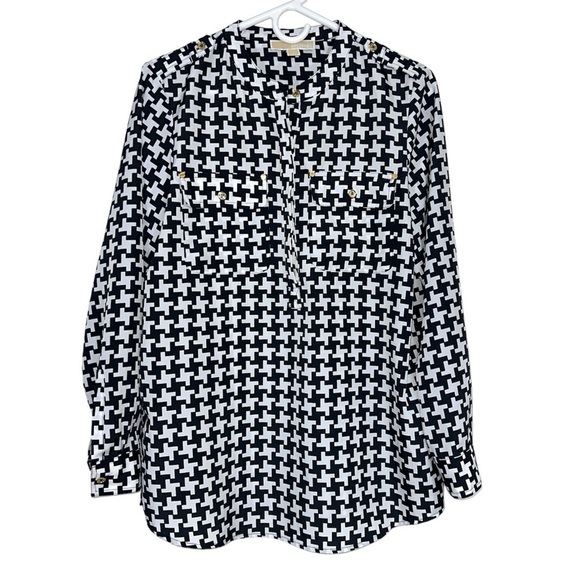 MICHAEL Michael Kors Tops - Michael Kors Black And White Houndstooth Blouse